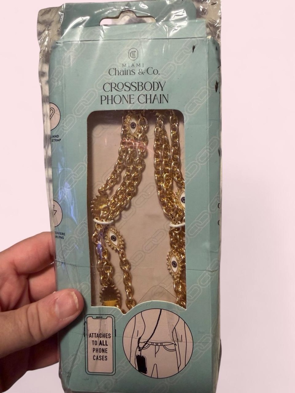 Miami chains Gold Chain Crossbody Phone Strap with Eye Charms